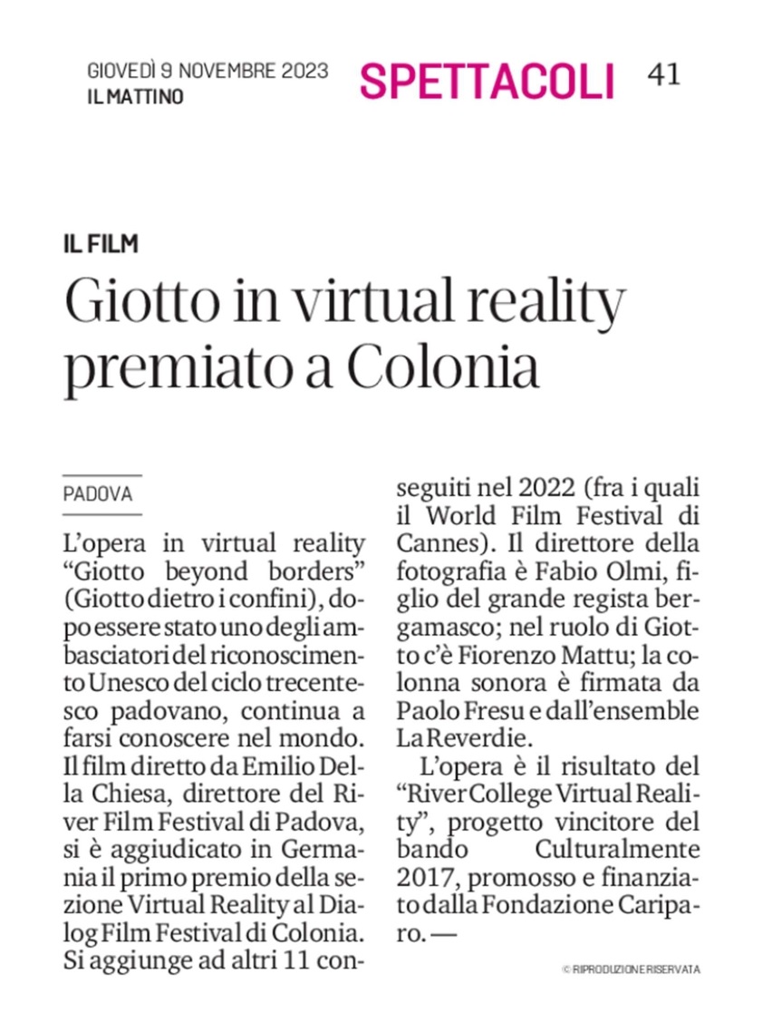 Giotto Beyond borders Il Mattino di Padova - 09.11.2023